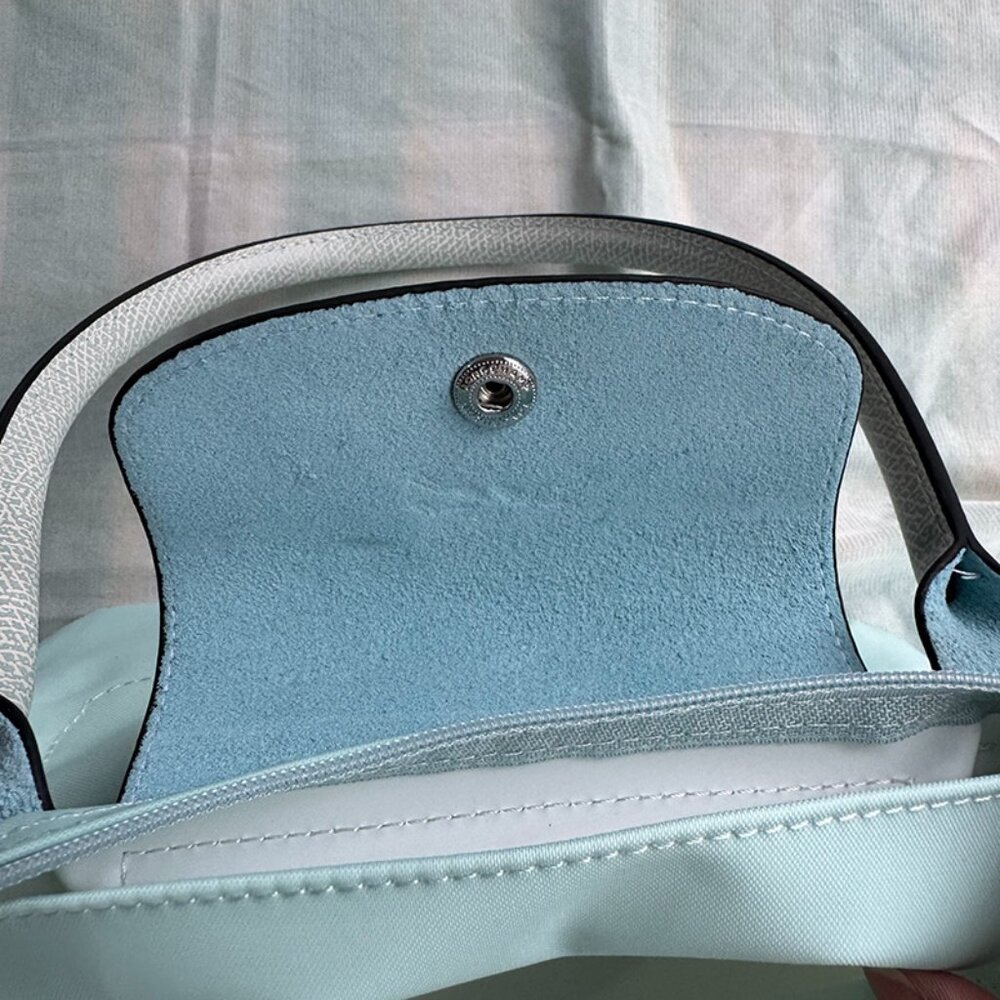 Longchamp Blue Pebble Grain Leather Tote Bag - Picture 8 of 9